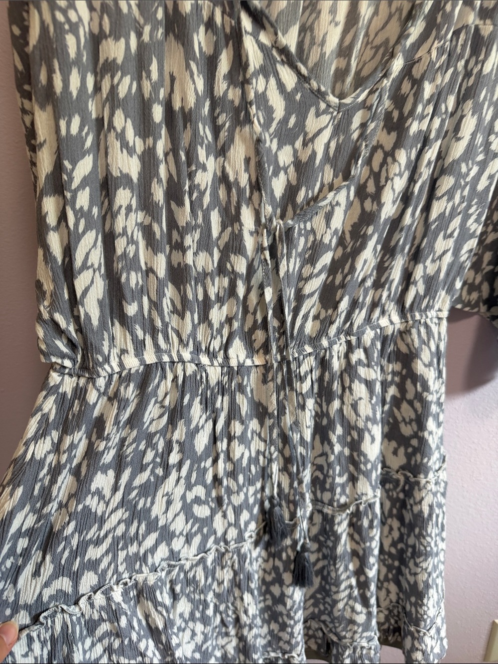Gray & White Printed Tiered Women's Dress - Picture 6 of 12